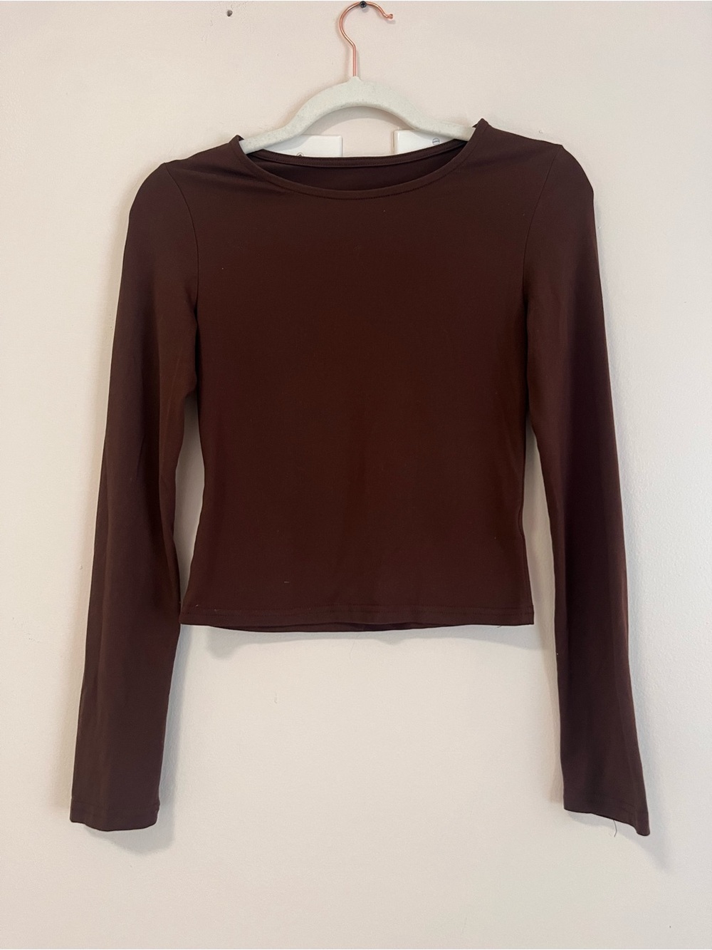 Basic Brown Long-Sleeve Women's Top